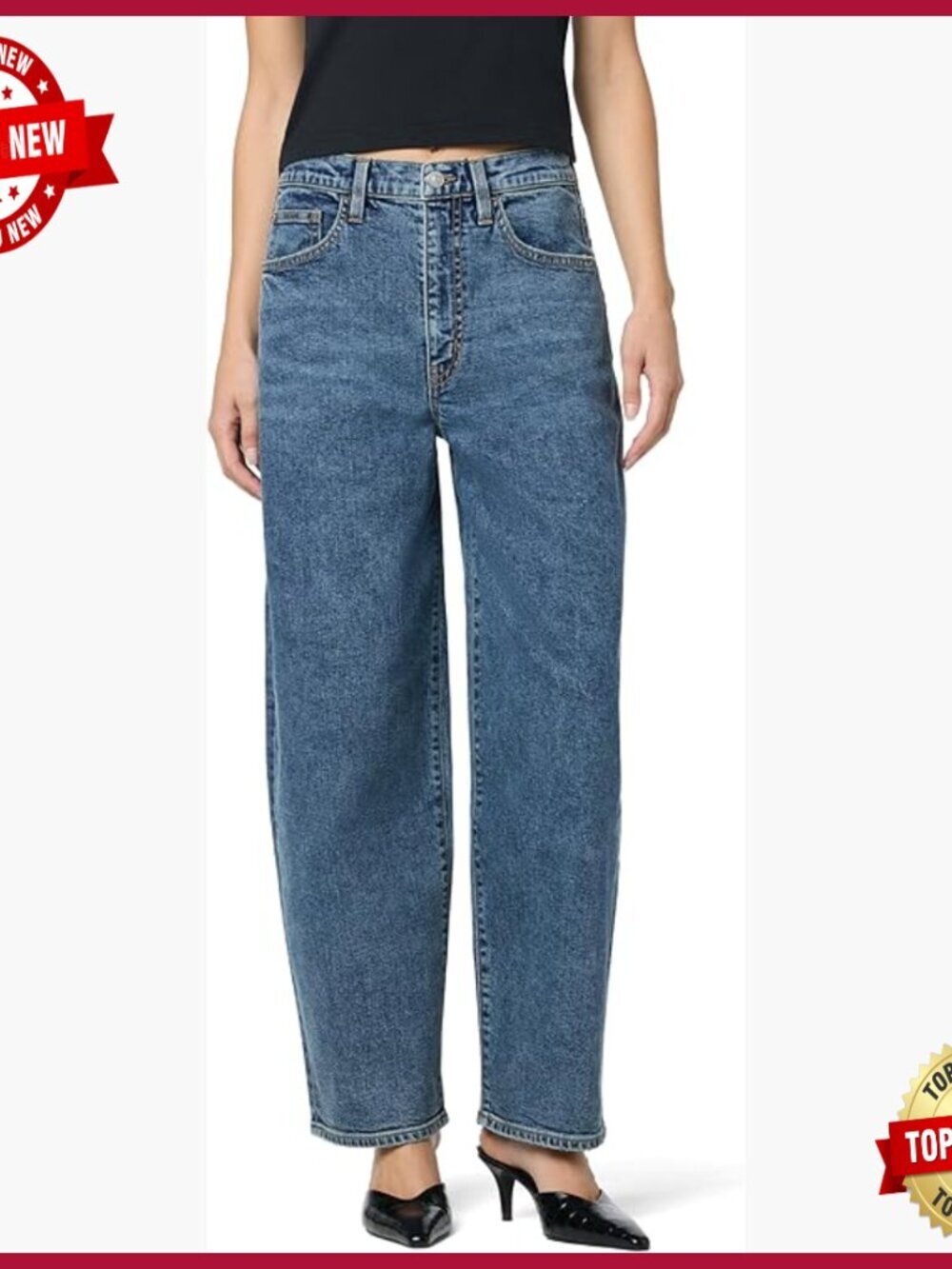 High-Rise Barrel Leg Jeans, Wide Fit Denim Pants, Contemporary Style